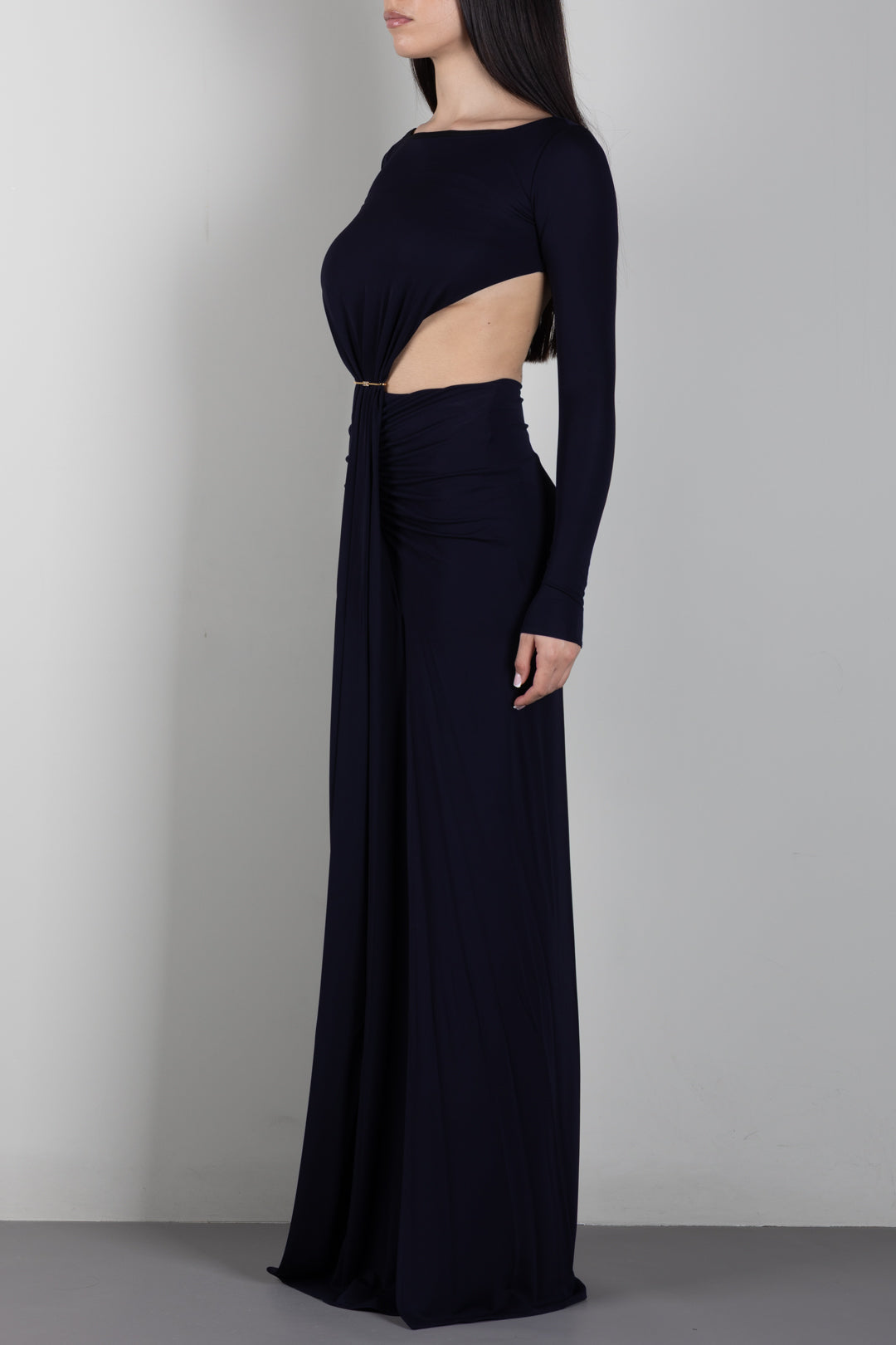 Elisabetta Franchi Abito Da Sera In Jersey Crêpe con Cut-out ABR3467E2 BLU NOTTE
