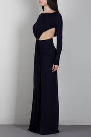 Elisabetta Franchi Abito Da Sera In Jersey Crêpe con Cut-out ABR3467E2 BLU NOTTE