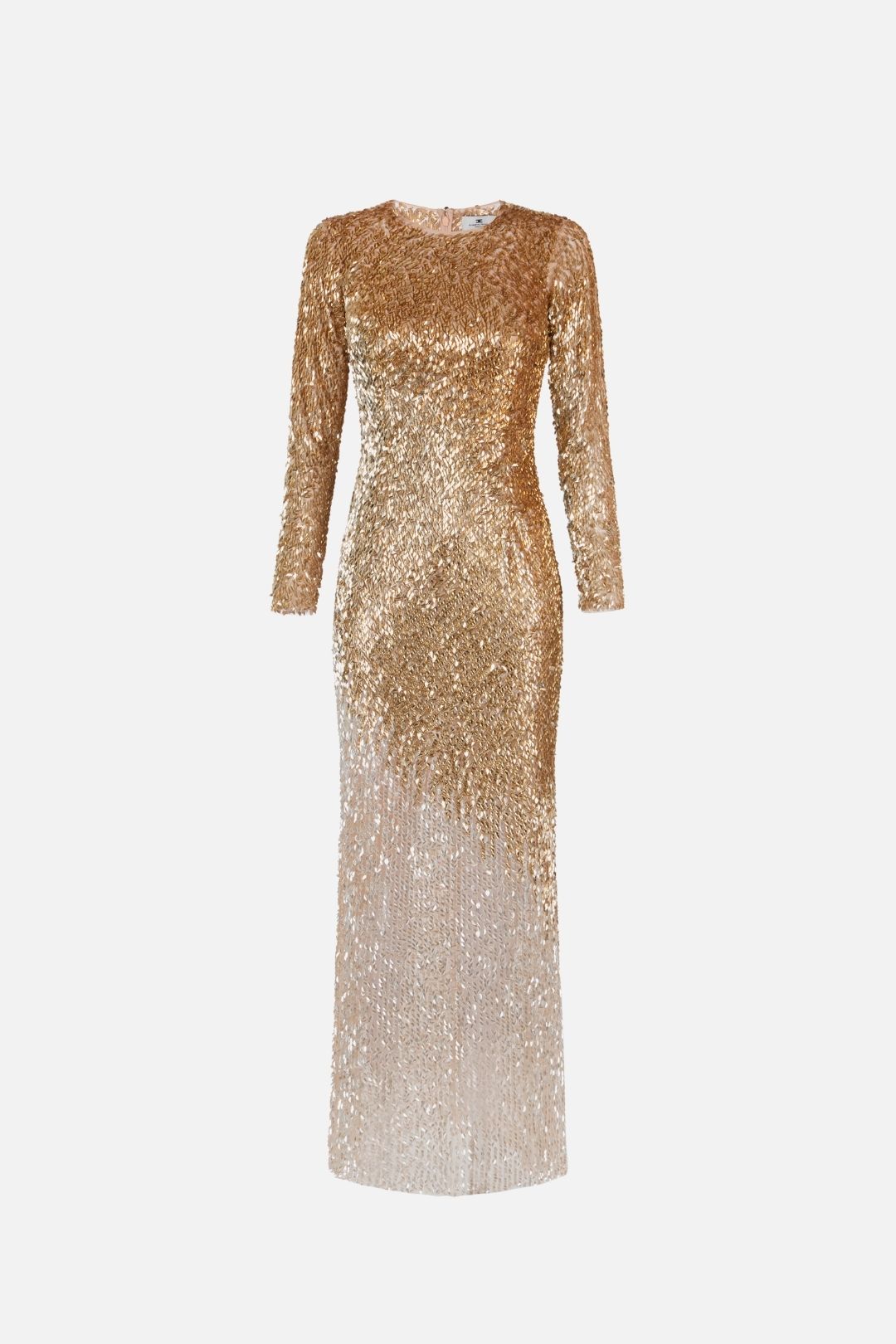 Elisabetta Franchi Abito Da Sera In Tulle con Riflessi Metallici ABR3967E2 NUDE