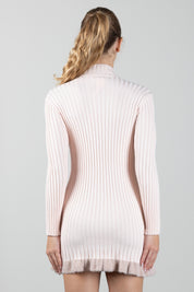 Elisabetta Franchi Bambina Abito Dolcevita In Maglia a Coste con Bordo Effetto Pelliccia EFAB686CFL040.C063