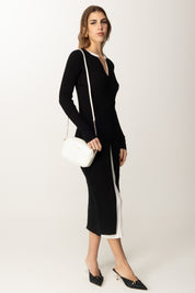 Twin-set Abito Doppio Strato con Spacco Frontale 251TE3010 BIC.NERO/NEVE