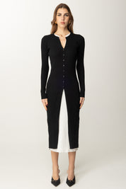 Twin-set Abito Doppio Strato con Spacco Frontale 251TE3010 BIC.NERO/NEVE