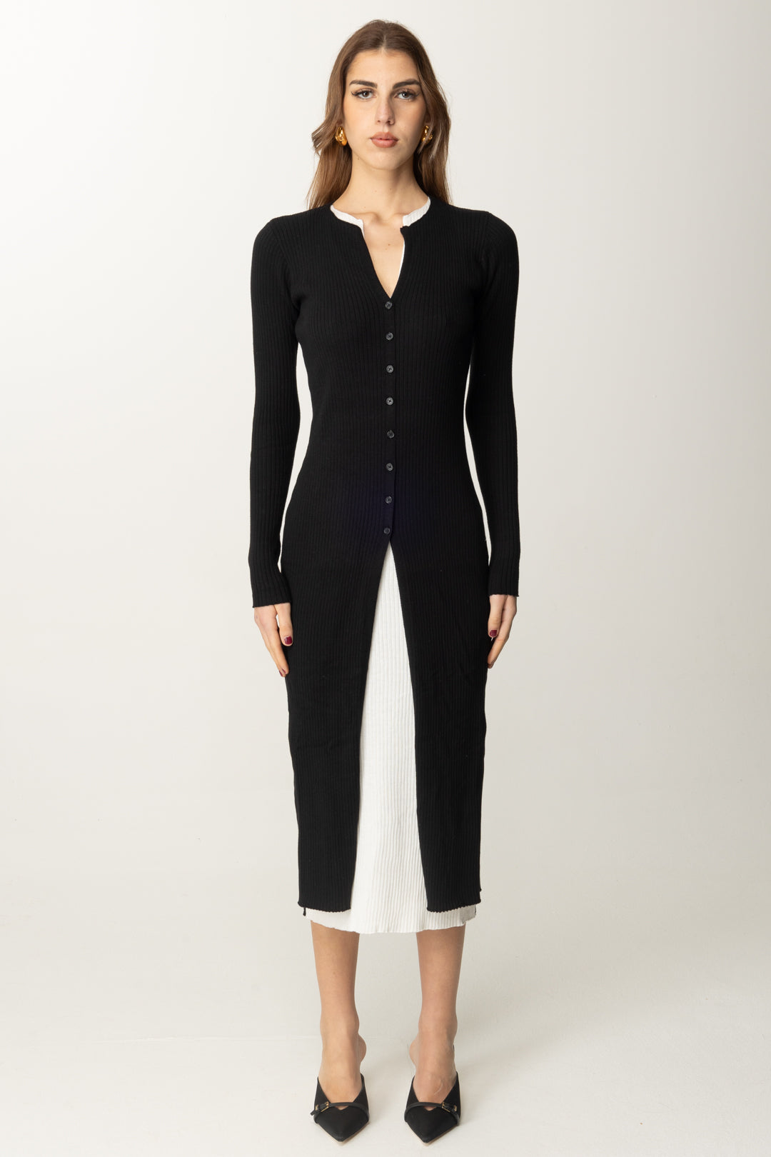 Twin-set Woman Double Layer Dress with Front Slit 251TE3010 BIC