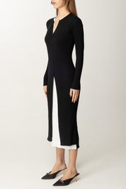 Twin-set Abito Doppio Strato con Spacco Frontale 251TE3010 BIC.NERO/NEVE