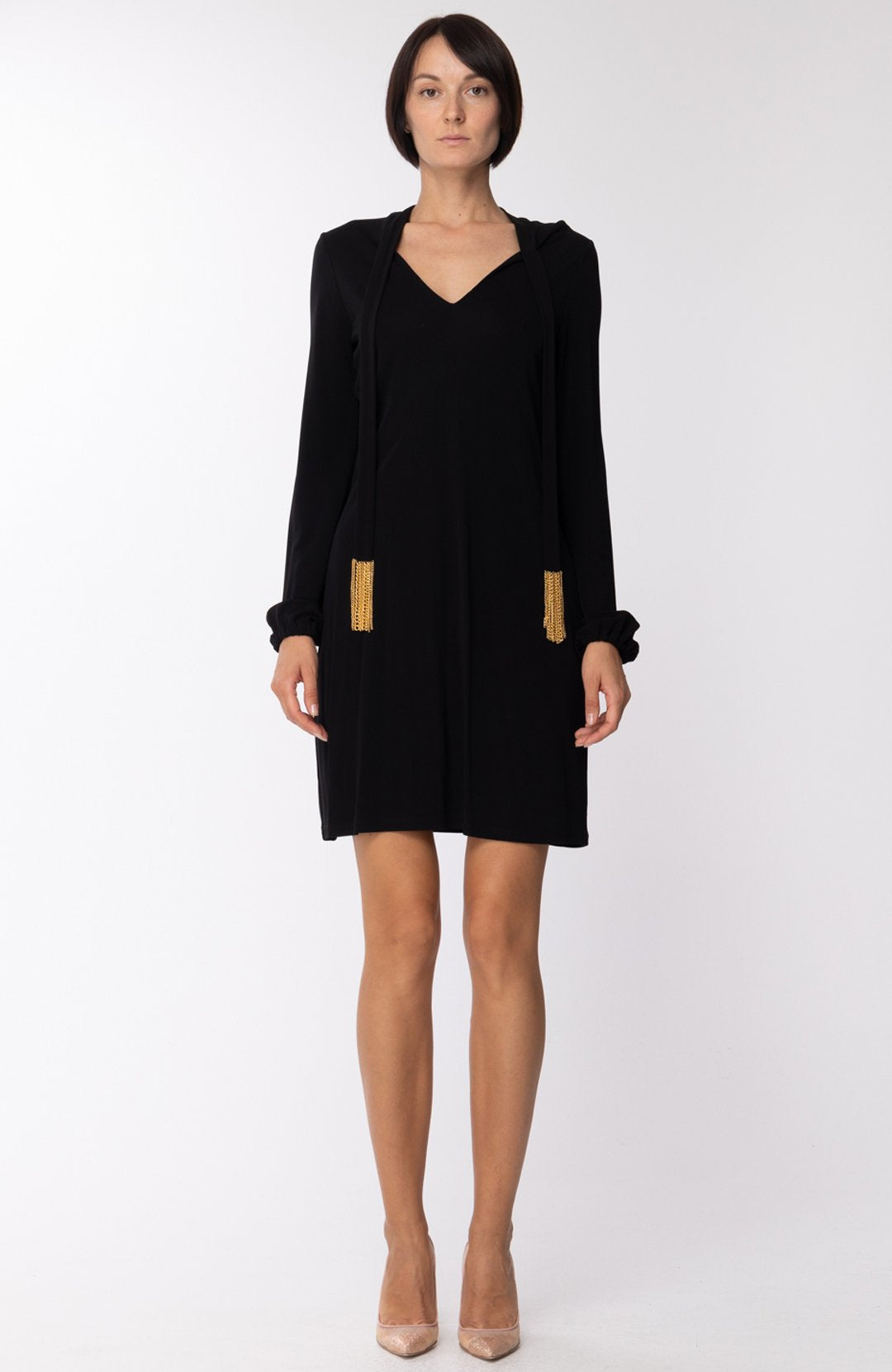 Michael Kors Woman Elegant Dress with Belt with Golden Metal