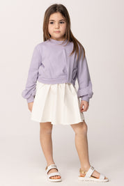 Elisabetta Franchi Bambina Abito Felpa con Gonna In Popeline EGAB2390FF002.8125