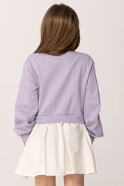 Elisabetta Franchi Bambina Abito Felpa con Gonna In Popeline EGAB2390FF002.8125