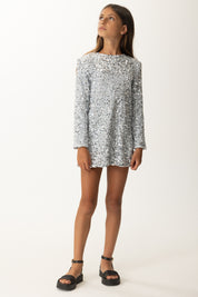 Elisabetta Franchi Bambina Abito Girocollo Full Paillettes EFAB6380TV093 STARLIGHT