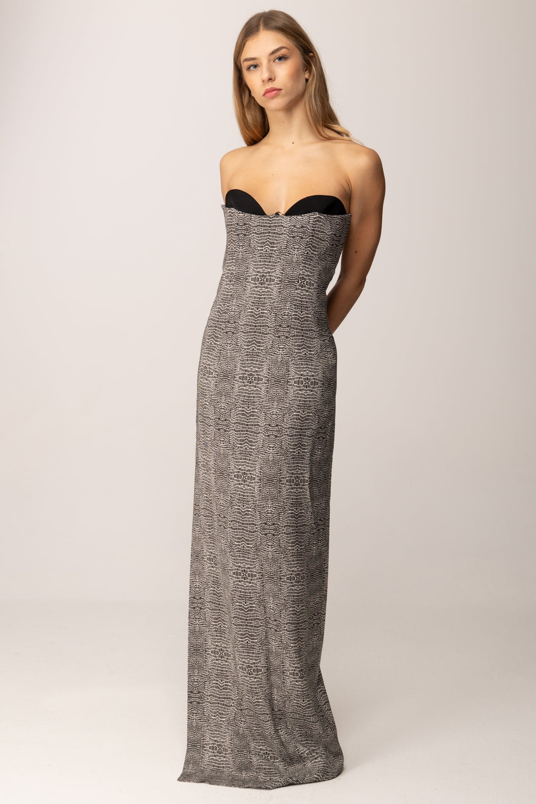 Elisabetta Franchi abito in Crêpe con Stampa Pitone ABR2857E2 NERO