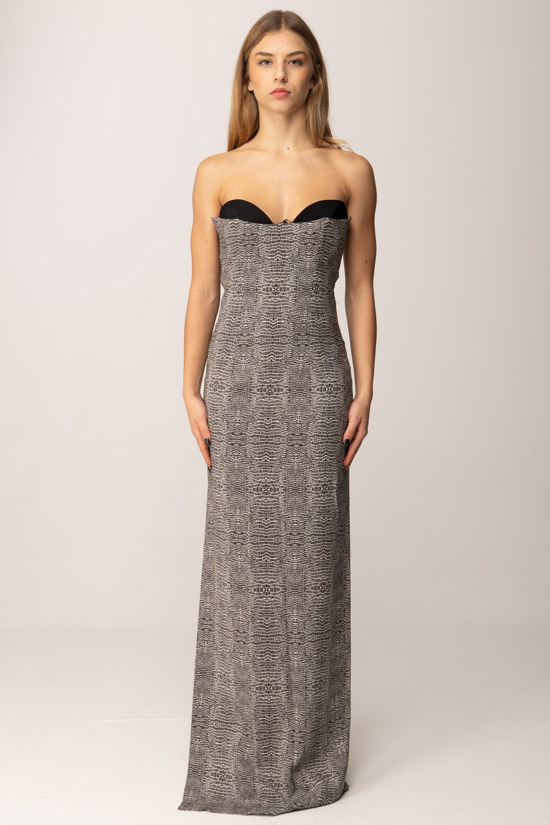 Elisabetta Franchi abito in Crêpe con Stampa Pitone ABR2857E2 NERO