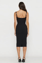 Elisabetta Franchi Abito In Crêpe Leggero con Cristalli AB83557E2 NERO