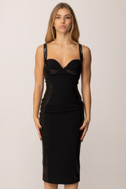 Elisabetta Franchi Abito In Crêpe Leggero con Dettagli Pitone AB83857E2 NERO