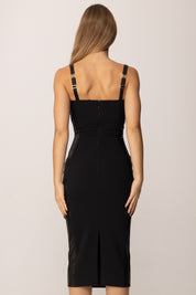 Elisabetta Franchi Abito In Crêpe Leggero con Dettagli Pitone AB83857E2 NERO