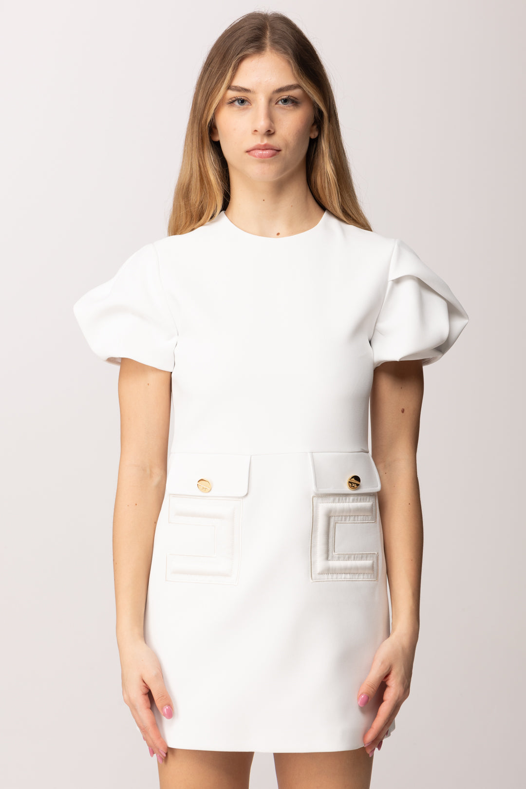 Elisabetta Franchi Bambina Abito In Crepe con Tasche e Ricamo Doppia C EFAB6460GA022.0004