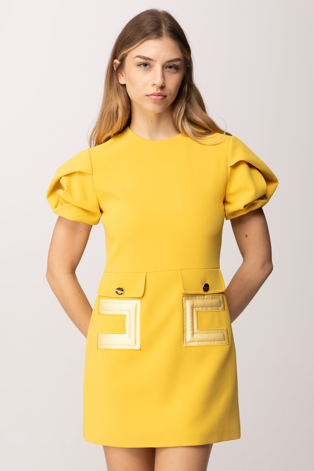 Elisabetta Franchi Bambina Abito In Crepe con Tasche e Ricamo Doppia C EFAB6460GA022.2033