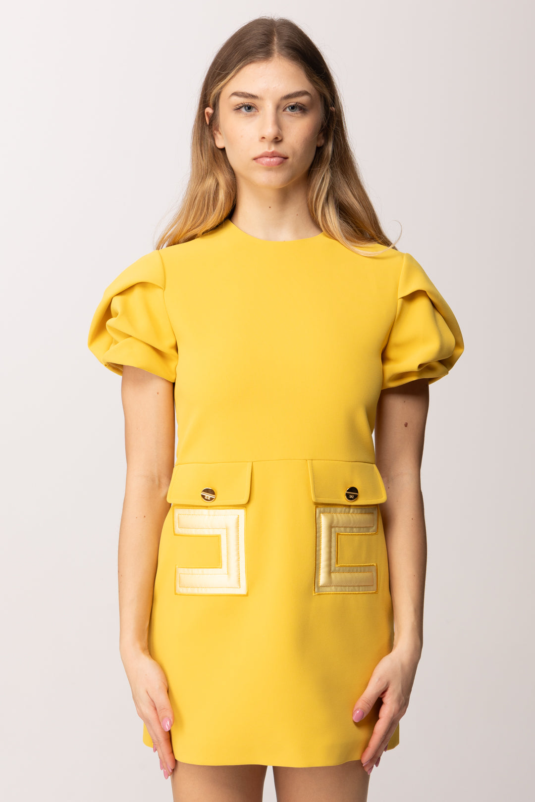 Elisabetta Franchi Bambina Abito In Crepe con Tasche e Ricamo Doppia C EFAB6460GA022.2033