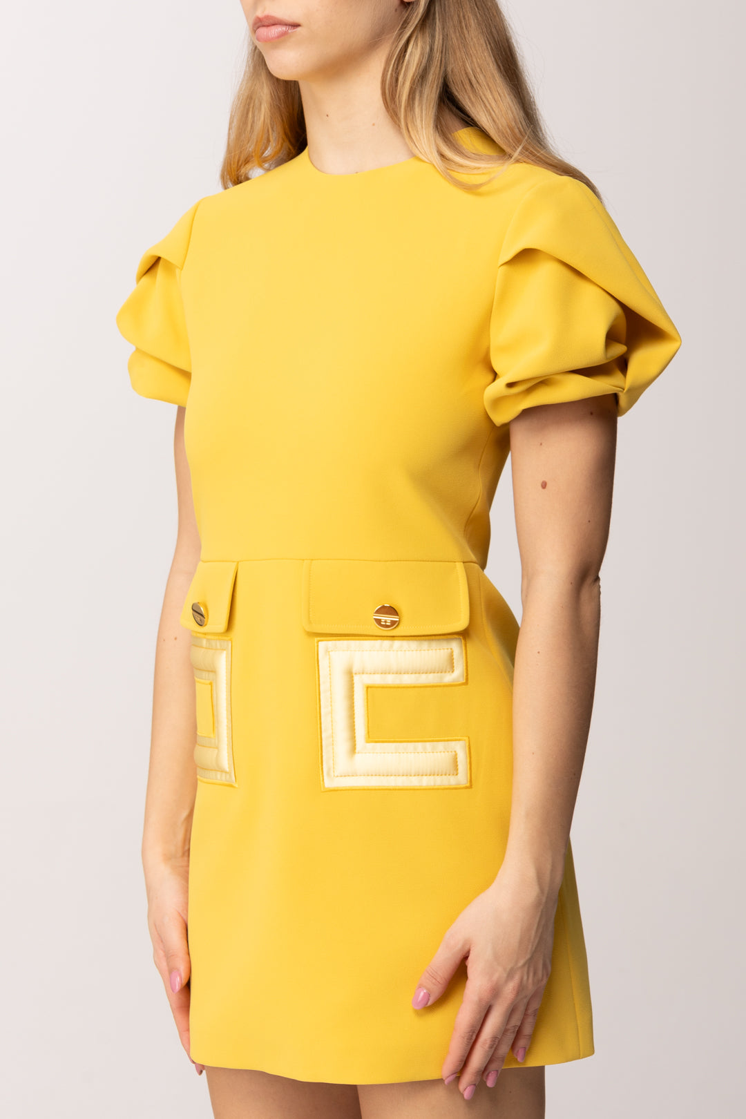 Elisabetta Franchi Bambina Abito In Crepe con Tasche e Ricamo Doppia C EFAB6460GA022.2033