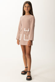 Elisabetta Franchi Bambina Abito In Crepe con Tasche Profilate EFAB6230GA085 SUNRISE/MILK