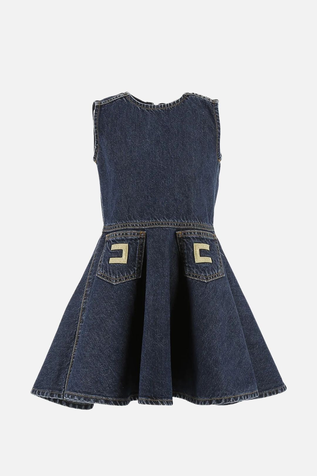 Elisabetta Franchi Bambina Abito In Denim con Tasche e Logo EFAB693CDF011.4039