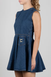 Elisabetta Franchi Bambina Abito In Denim con Tasche e Logo EFAB693CDF011.4039