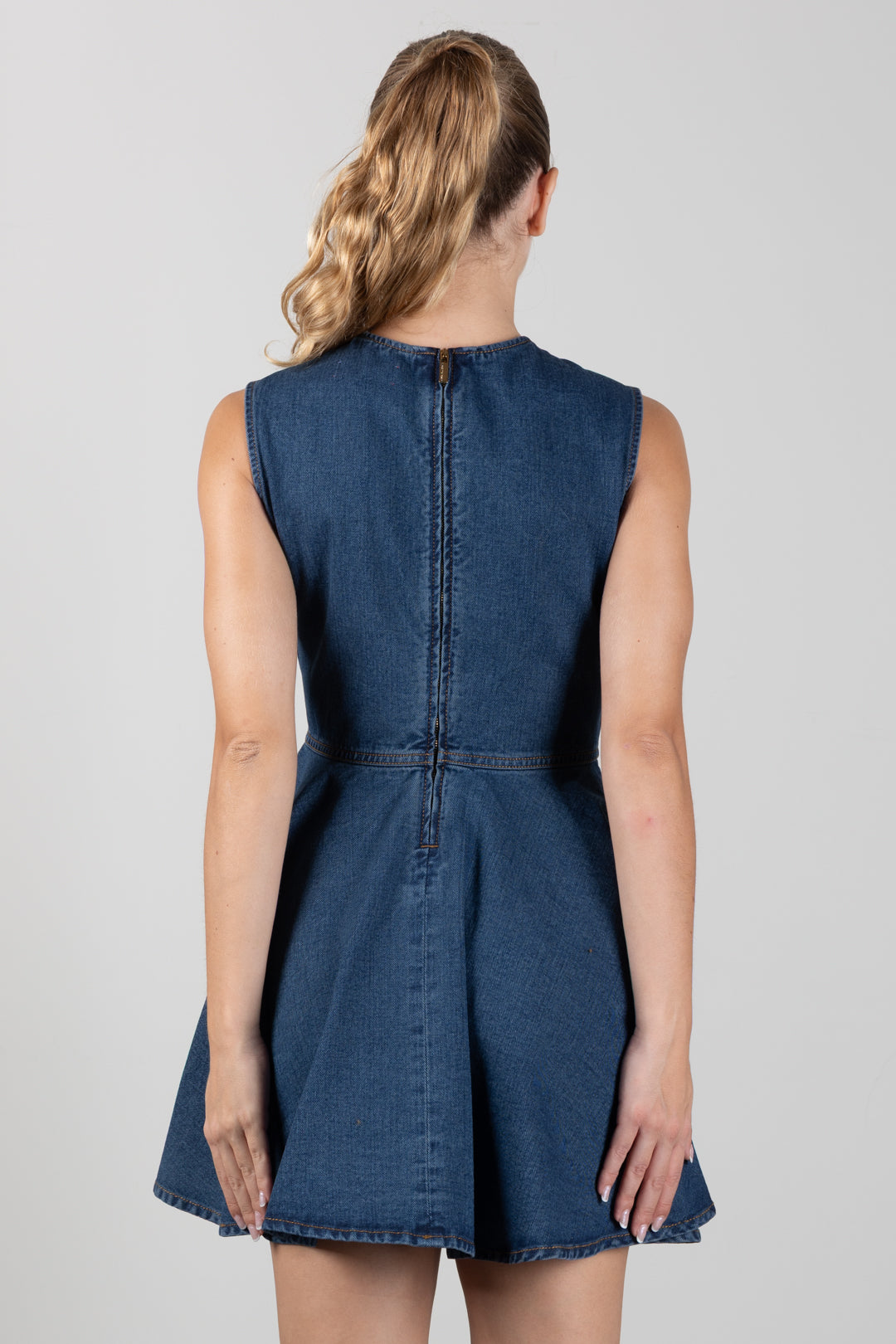 Elisabetta Franchi Bambina Abito In Denim con Tasche e Logo EFAB693CDF011.4039