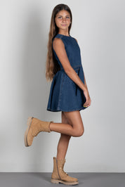 Elisabetta Franchi Bambina Abito In Denim con Tasche e Logo EFAB693CDF011.4039