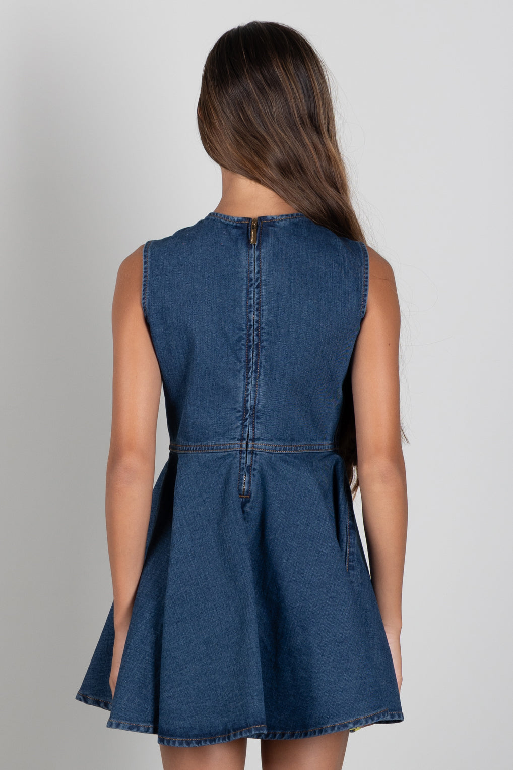Elisabetta Franchi Bambina Abito In Denim con Tasche e Logo EFAB693CDF011.4039