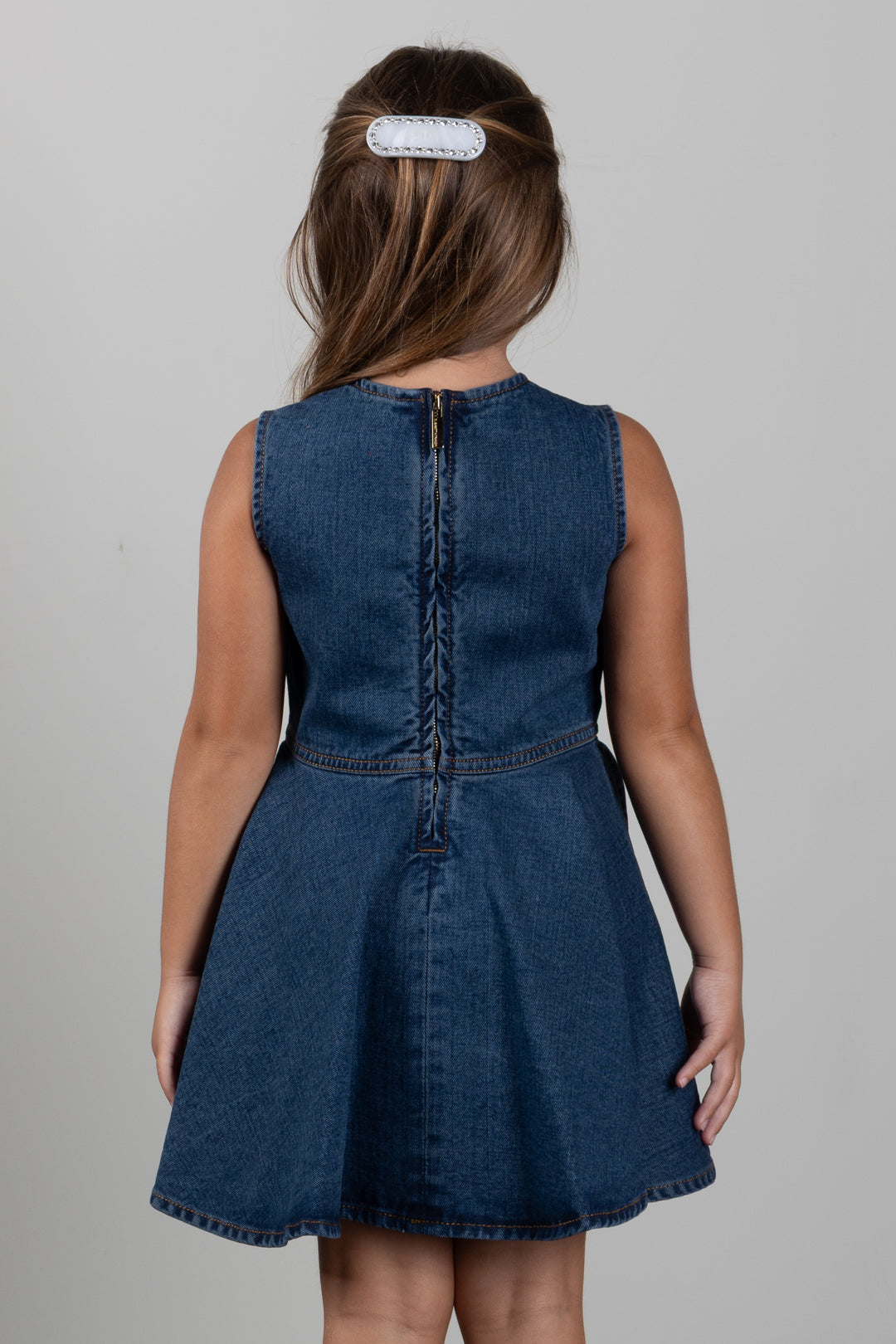 Elisabetta Franchi Bambina Abito In Denim con Tasche e Logo EFAB693CDF011.4039