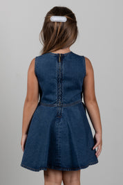 Elisabetta Franchi Bambina Abito In Denim con Tasche e Logo EFAB693CDF011.4039