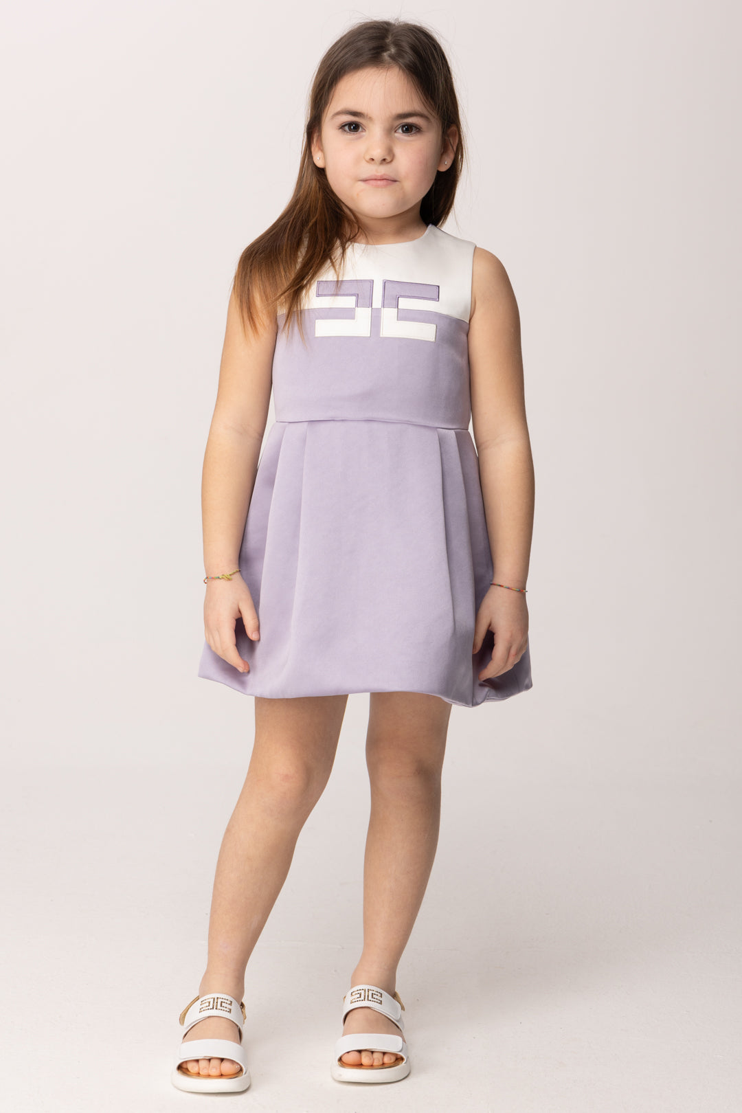 Elisabetta Franchi Bambina Abito In Duchesse Bicolore con Ricamo Cc EGAB234CRA016.D639