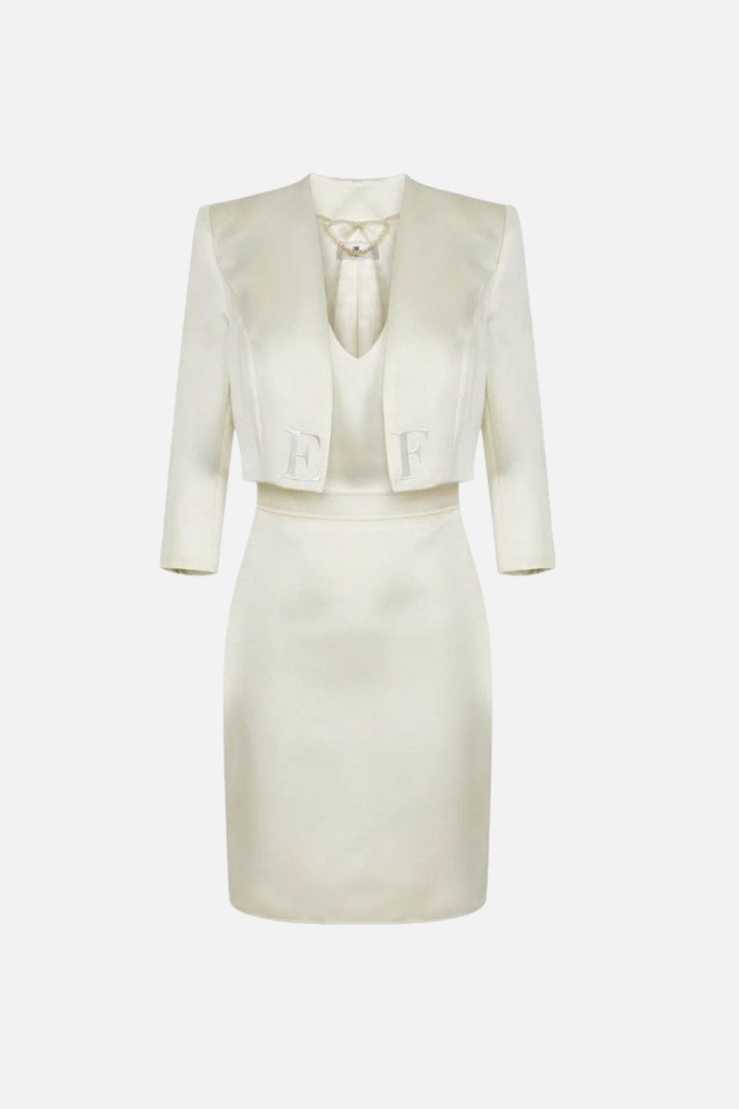 Elisabetta Franchi Abito In Duchesse con Giacca Corta TB00161E2 BURRO