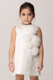 Elisabetta Franchi Bambina Abito In Duchesse con Pon Pon EGAB2330RA016.0004