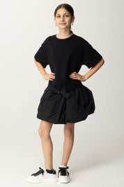 Elisabetta Franchi Bambina Abito In Felpa con Gonna In Taffetà EFAB6060FF002 NERO