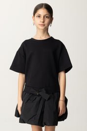 Elisabetta Franchi Bambina Abito In Felpa con Gonna In Taffetà EFAB6060FF002 NERO