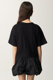 Elisabetta Franchi Bambina Abito In Felpa con Gonna In Taffetà EFAB6060FF002 NERO