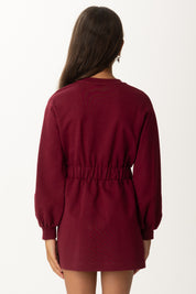 Elisabetta Franchi Bambina Abito In Felpa con Ricamo Logo e Maxi Paillettes EFAB6350FF002 CHERRY