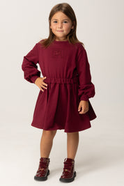 Elisabetta Franchi Bambina Abito In Felpa Girocollo con Ricamo Ef EGAB2210FF002 CHERRY