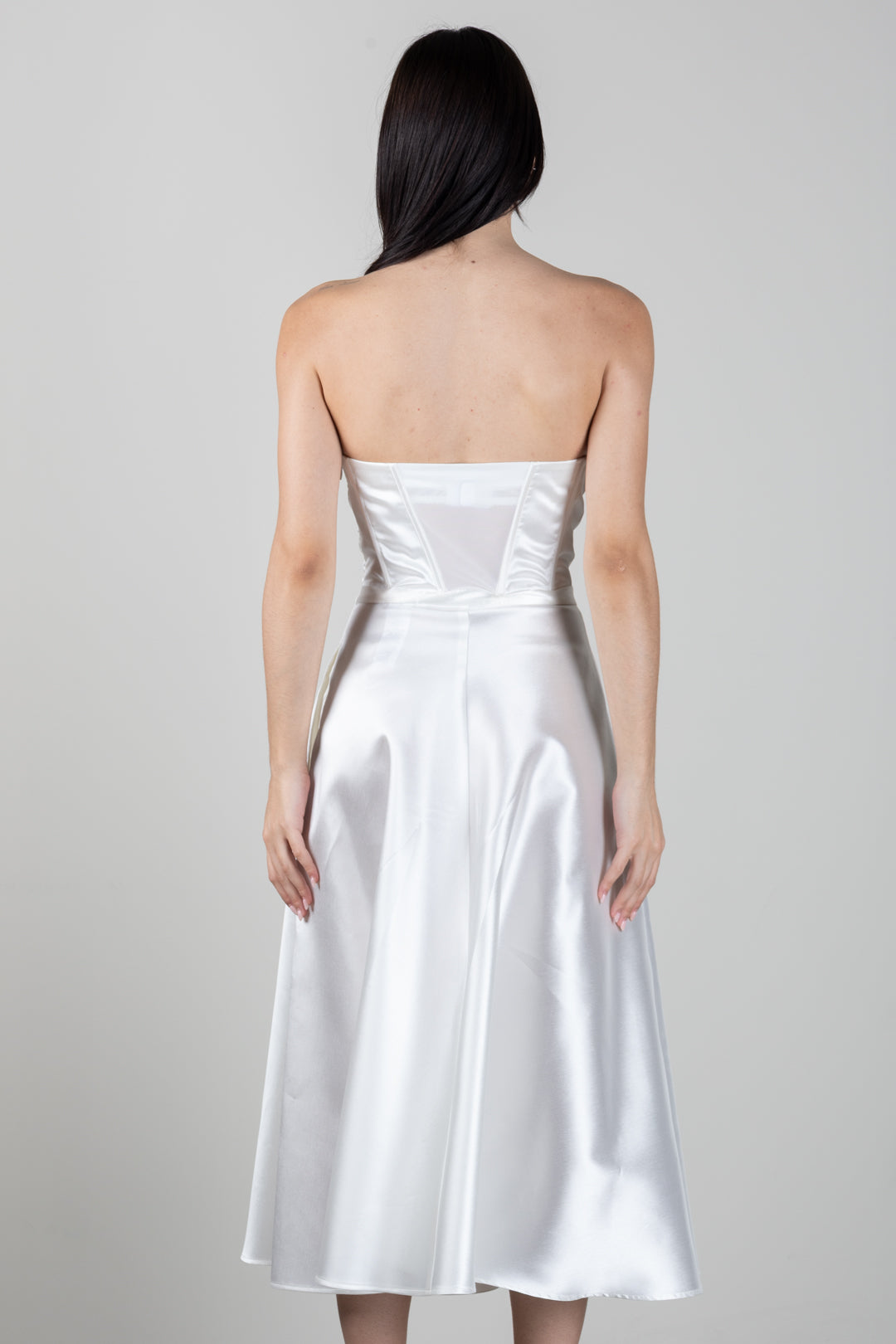 Elisabetta Franchi Abito In Gazar con Bustier e Gonna a Corolla AB96767E2 AVORIO