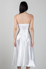 Elisabetta Franchi Abito In Gazar con Bustier e Gonna a Corolla AB96767E2 AVORIO