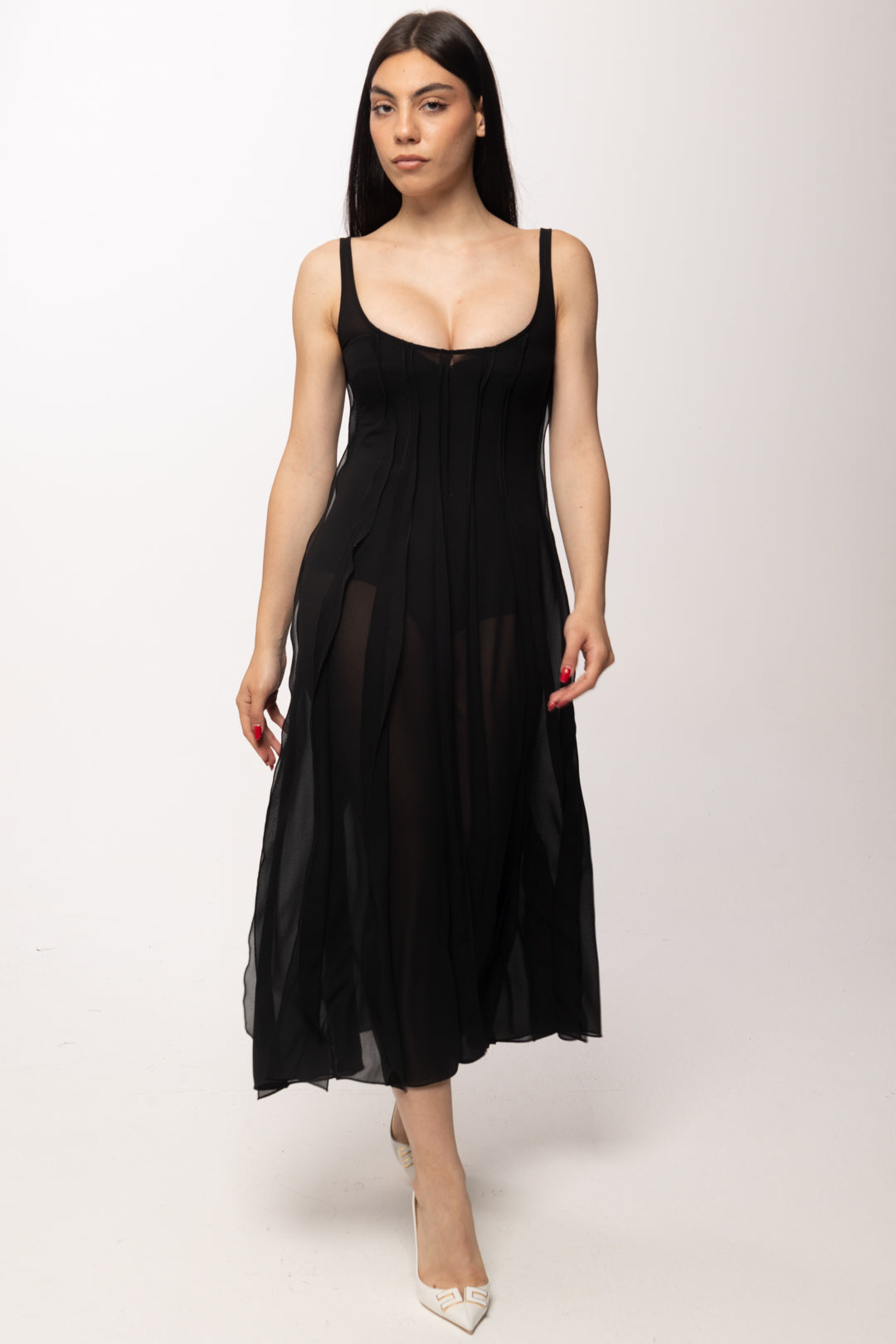 Elisabetta Franchi Abito In Georgette AB93462E2 NERO
