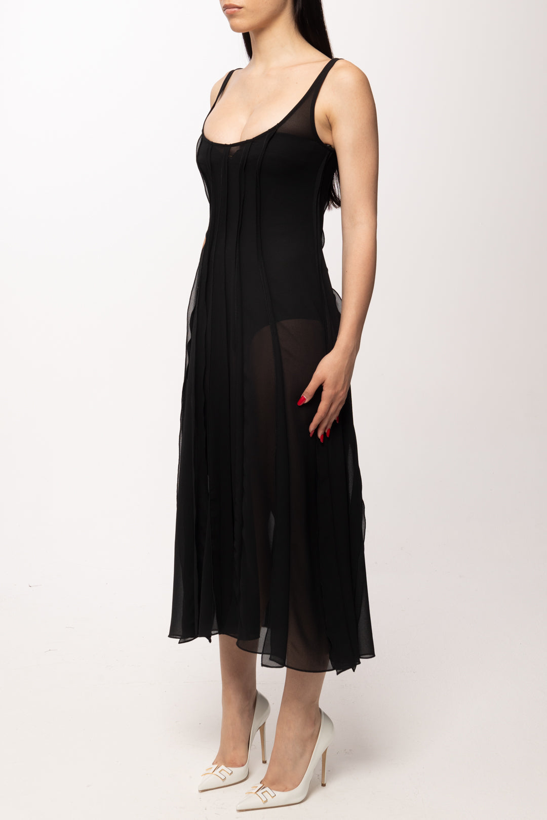 Elisabetta Franchi Abito In Georgette AB93462E2 NERO
