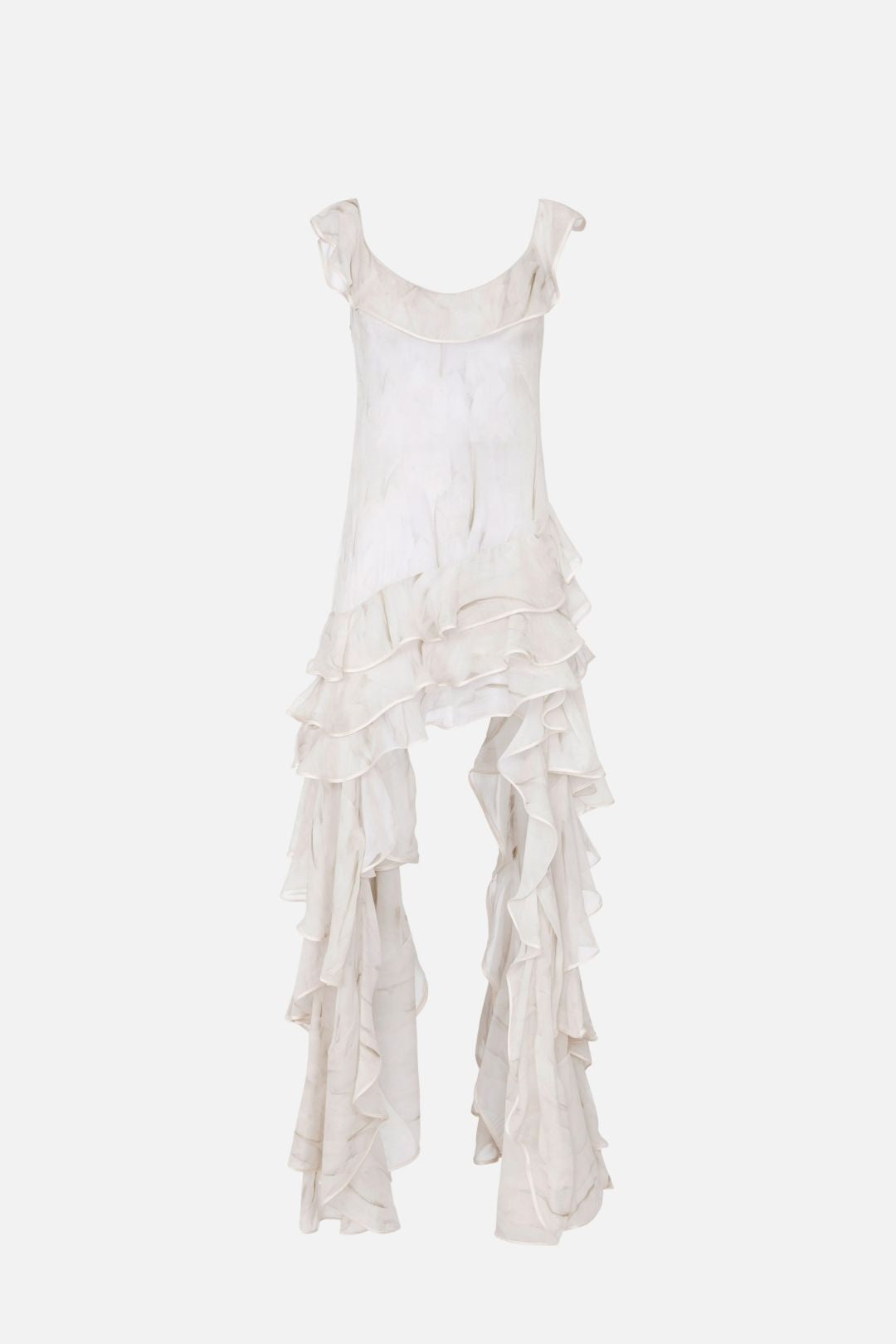 Elisabetta Franchi Abito In Georgette con Stampa Piume AB01967E2 BURRO