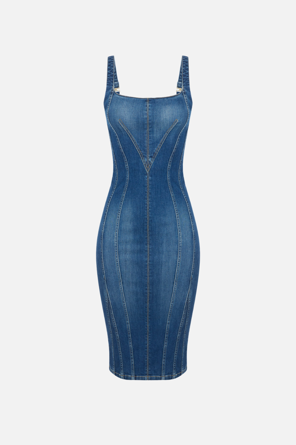 Elisabetta Franchi Abito In Jeans Scollo Sagomato AJ02D66E2 BLUE VINTAGE