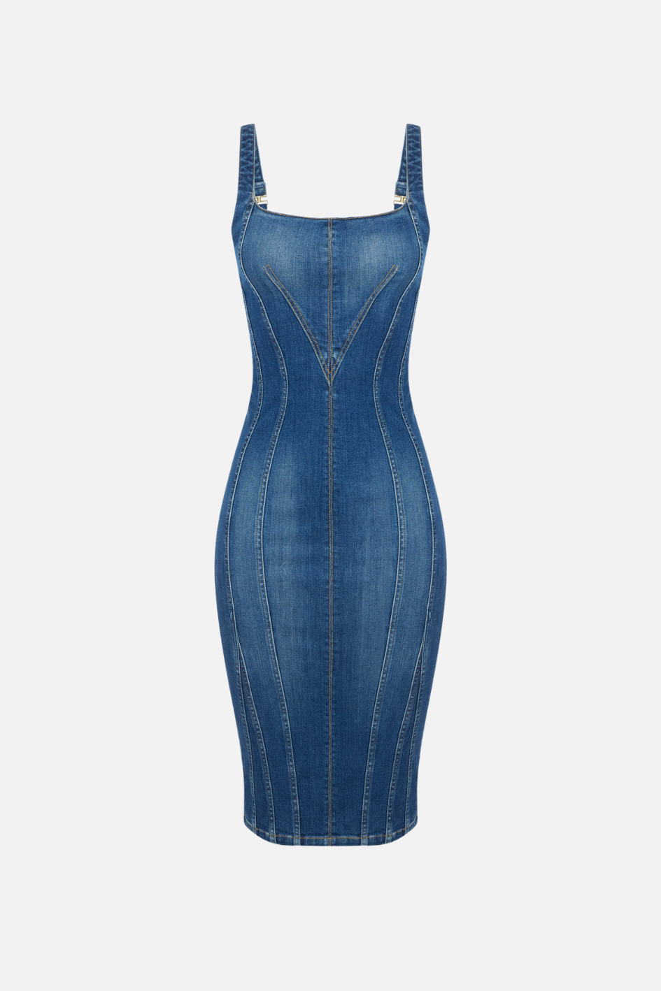 Elisabetta Franchi Abito In Jeans Scollo Sagomato AJ02D66E2 BLUE VINTAGE
