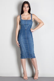 Elisabetta Franchi Abito In Jeans Scollo Sagomato AJ02D66E2 BLUE VINTAGE