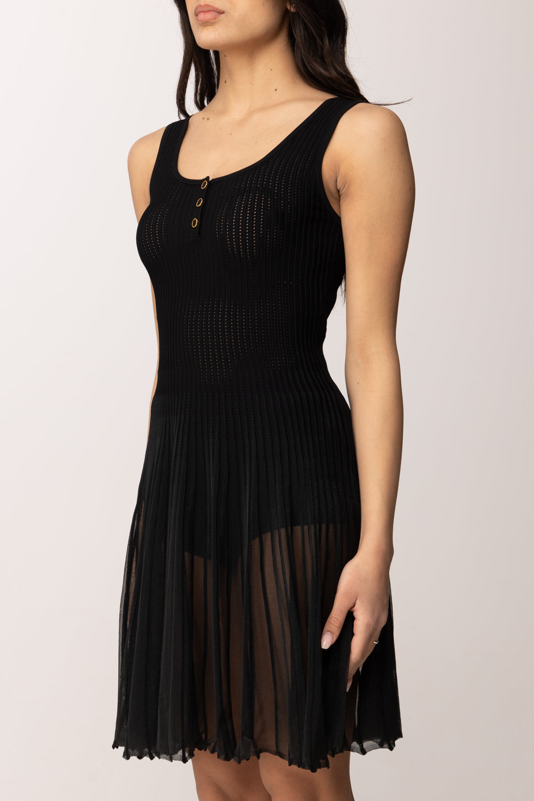 Elisabetta Franchi Abito In Maglia à Jour con Trasparenze AM10B61E2 NERO