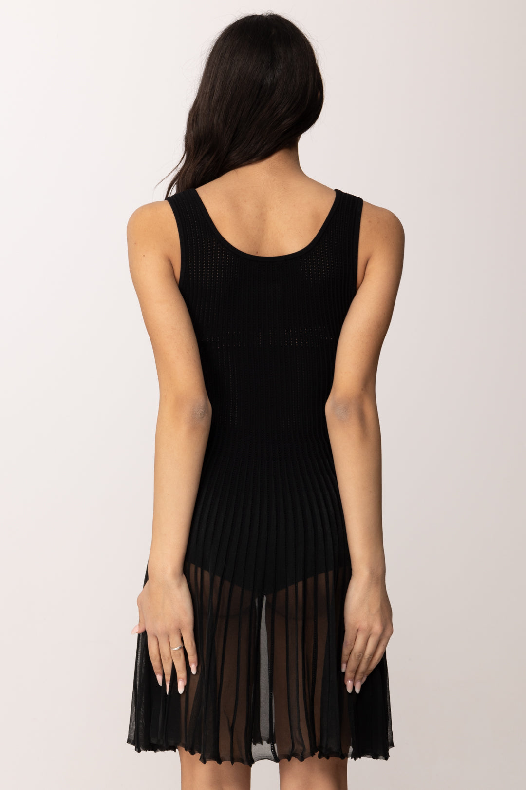 Elisabetta Franchi Abito In Maglia à Jour con Trasparenze AM10B61E2 NERO