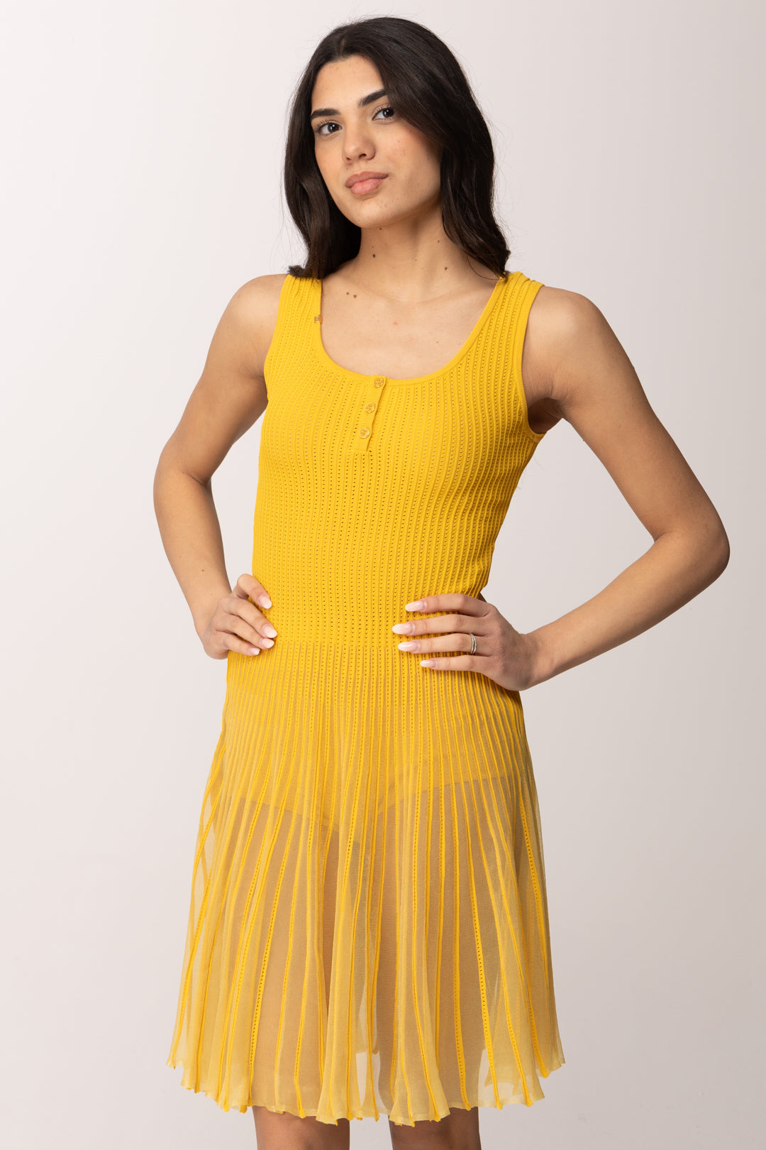 Elisabetta Franchi Abito In Maglia à Jour con Trasparenze AM10B61E2 SUN