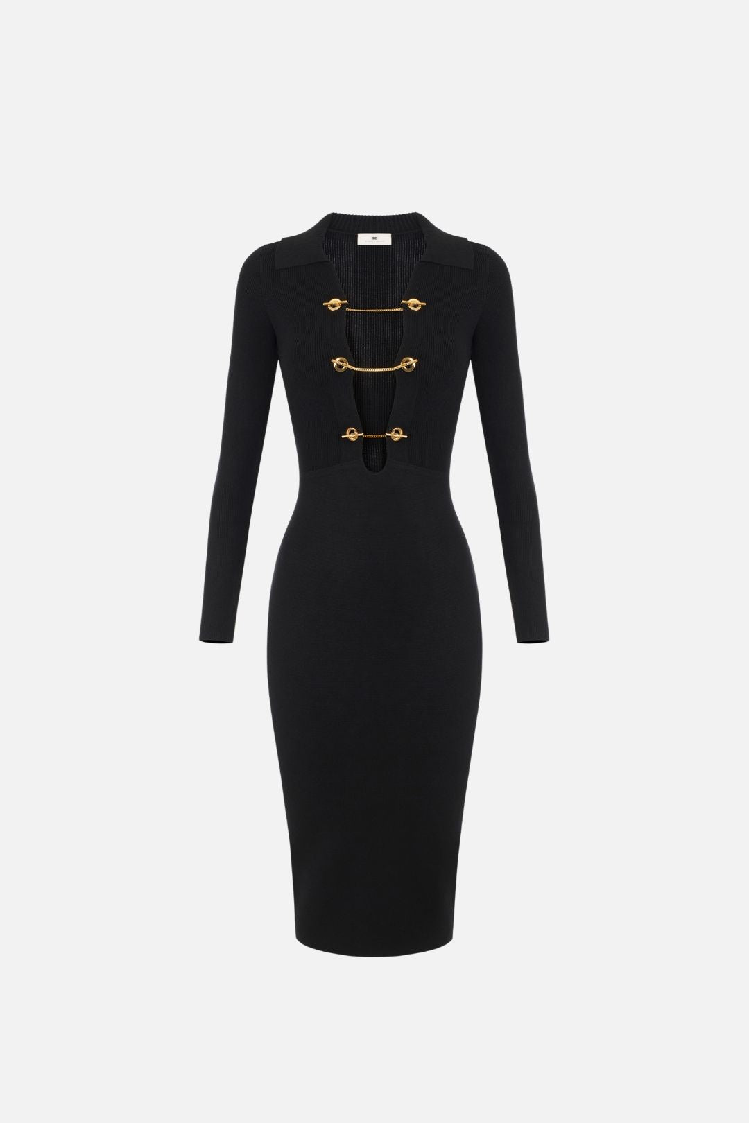 Elisabetta Franchi Abito In Maglia con Catene T-bar AM01S66E2 NERO