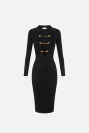 Elisabetta Franchi Abito In Maglia con Catene T-bar AM01S66E2 NERO